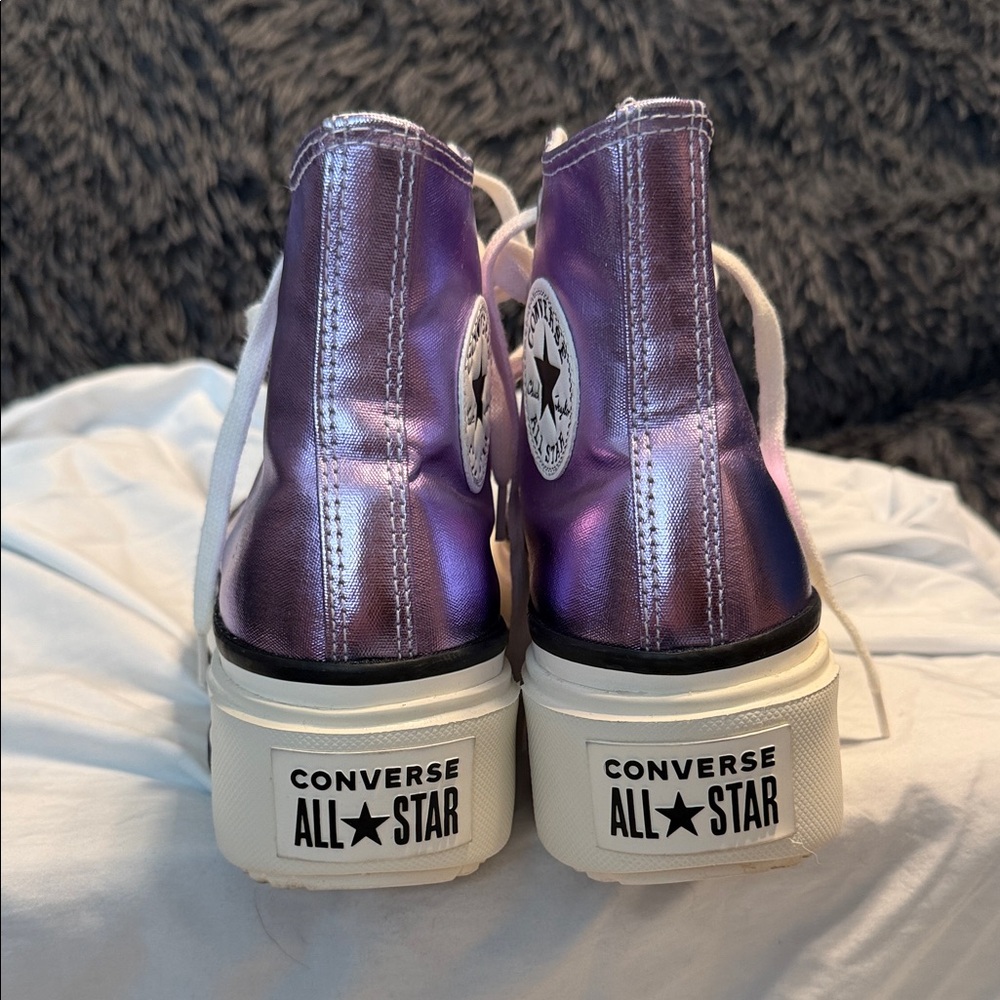Double Stack High Top Converse High-Women's Sneakers Metallic Purple 7 - Picture 6 of 7